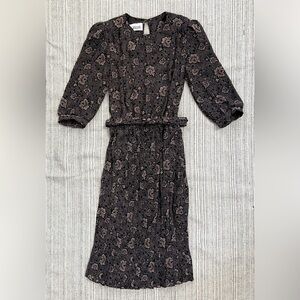 VNTG - Women’s 12 - Black & Tan Floral Midi Dress